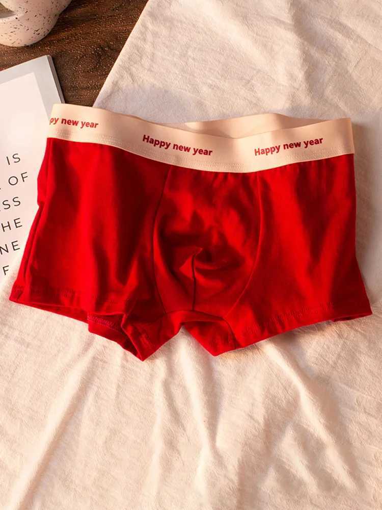 Mens boxing underwear cotton underwear sexy red dress mens breathable luggage U-shaped convertible mens comfortable underwear 45-00KG W241223