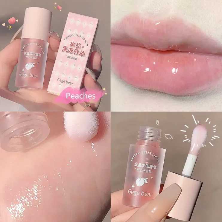 Peach Crystal Jelly Lip Oil Long Lasting Non-sticky Repair Moisturizing Hydrating Lips Oils Lip Tint Lip Plumper Lips Care SerumXJ241223