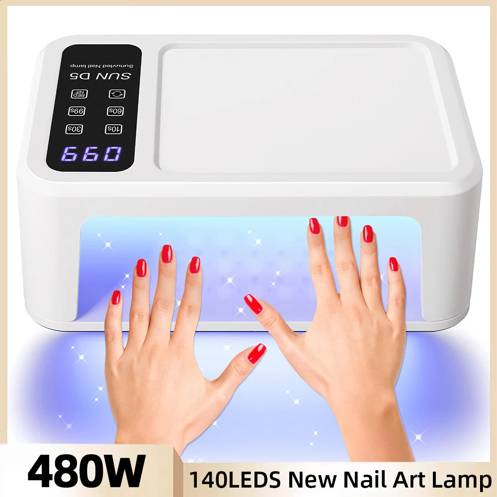 140 Beads Professional UV LED Nail Lamp For Nails 480W Fast Curing Gel Polish Lamp With LCD Display Screen Smart Sensor 241223