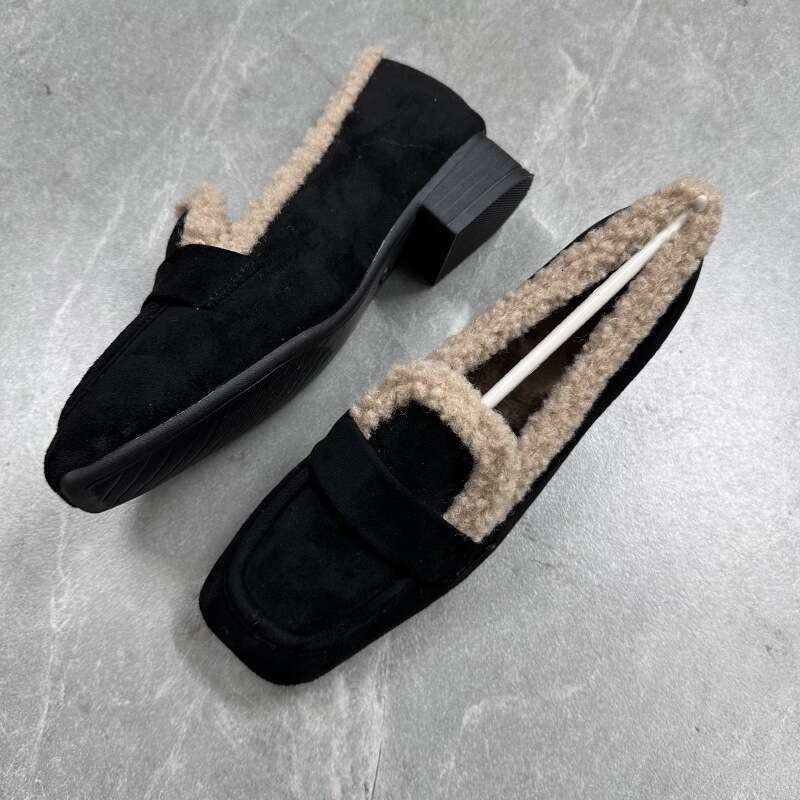 Mao New Style With Added Velvet Bean For Women, Soft Top, Anti Slip Sole, Warm Single Shoe, Thick Heel, Grandma Shoes