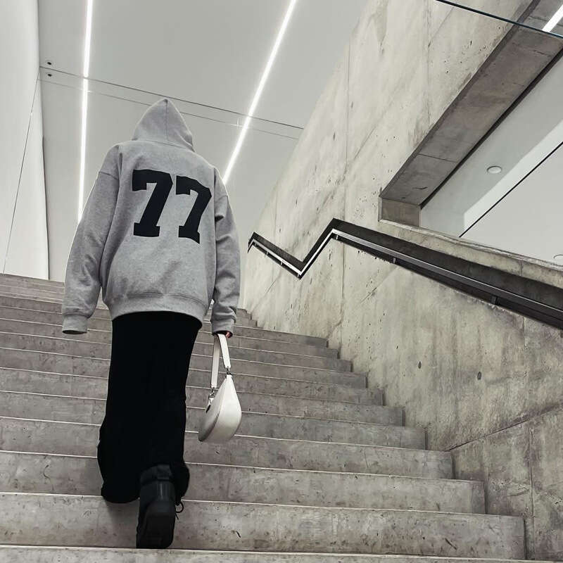 autumn and winter hooded cardigan Y2K trendy letter gray sports hoodie