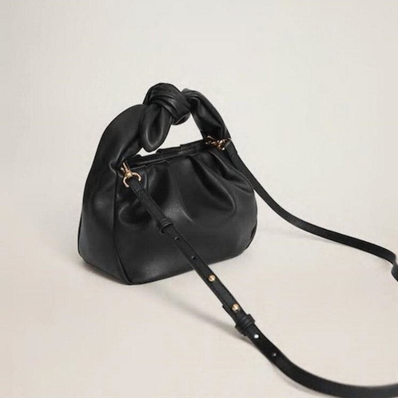 Spring And Summer 2022 New Yellow Soft Cloud Bow Decoration Fold Simple Basket Messenger Bag