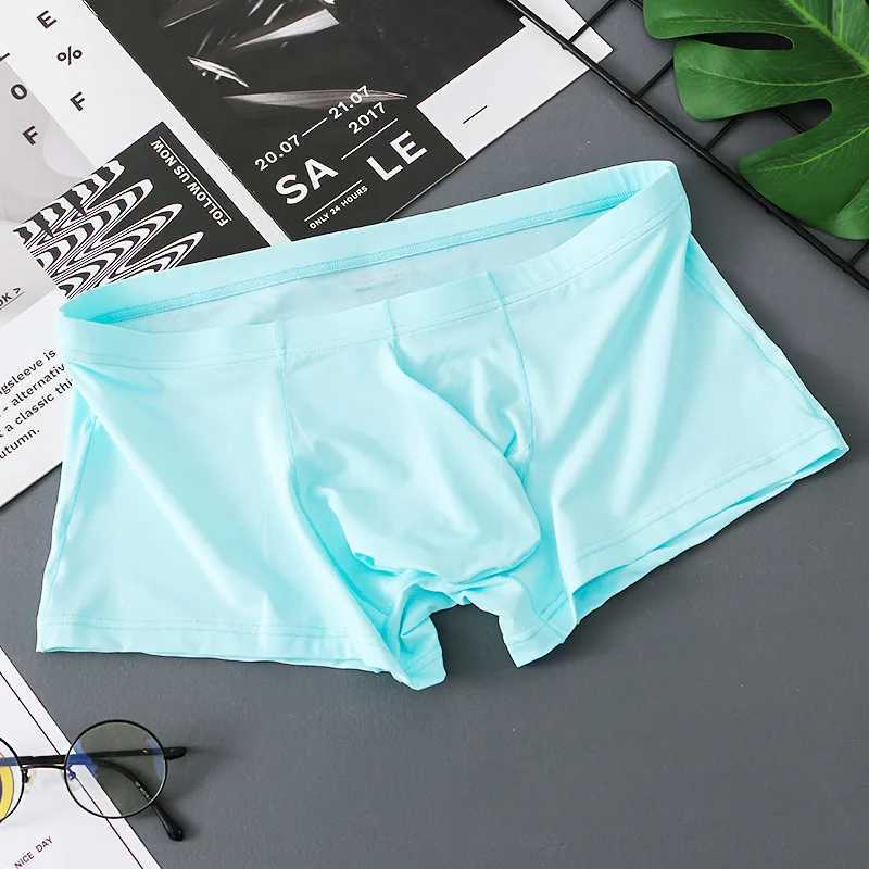 U-shaped raised pocket underwear mens seamless ice silk boxing underwear summer quick drying underwear cool underwear shorts breathable underwear W241
