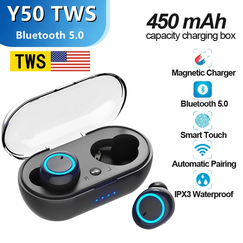 Y50 TWS Bluetooth Earphone Wireless Headphones Earpod Earbuds Gaming Headsets Earphone