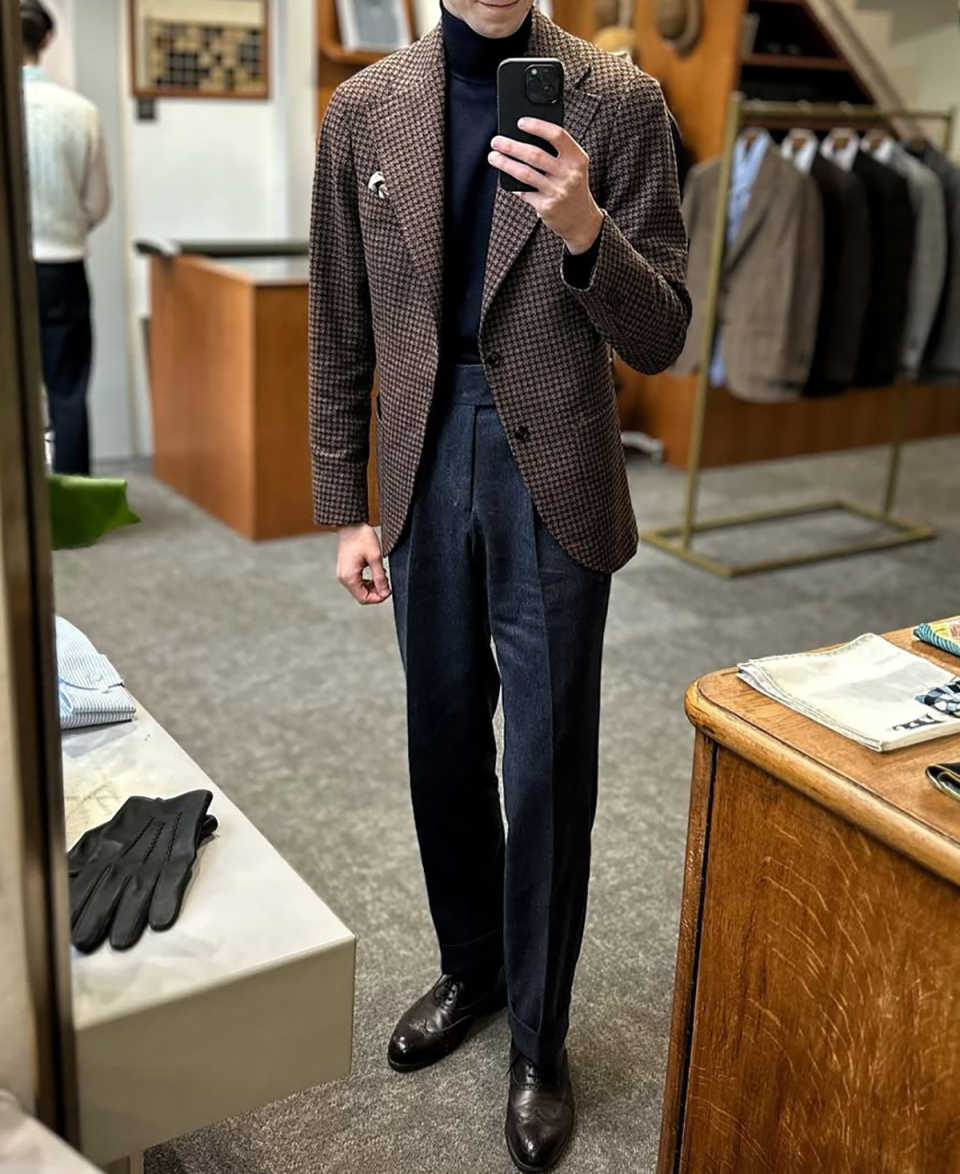 Trim Fit Check Wedding Tuxedos Wool Blends 1 Piece Set Coat Notched Lapel Men Suits Single Breasted Groom Wear Party Event Customized