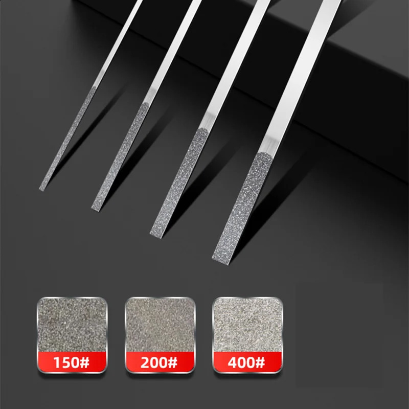 Diamond polishing files set 12Pcs CF-400 Ultra Thin Flat Shaped File DIY Hand Tools 180mm Grit 150# 200# 400# for metal Ceramic 241223