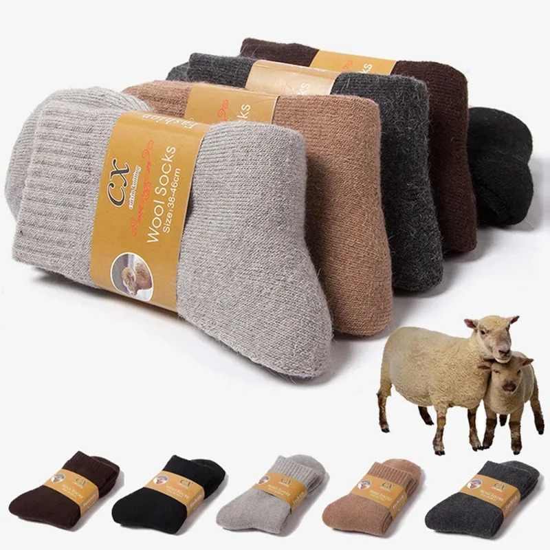 5 pairs of winter womens warm socks solid color casual super thick warm plush socks high-quality warm wool socks 241219