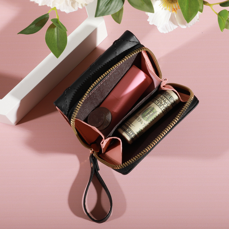 New Tri Fold Ladies Wallet With Wristlet- Snap Closure, Multiple Zip Pockets, Casual Style Credit Card Holder For Women