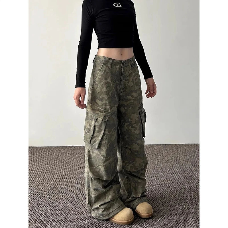 Womens Camouflage Pants Baggy Vintage Harajuku Y2k Sweatpants 90s Aesthetic Oversize Pants Wide Leg Trousers 2000s Clothes 2024 241223
