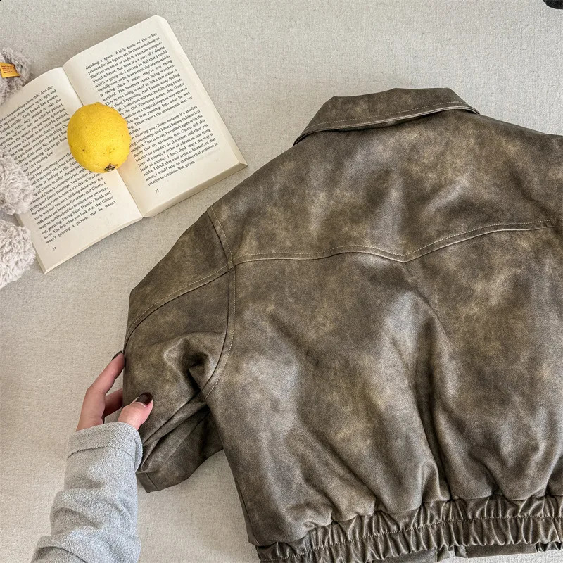 Winter Children Plus Velvet Thick Windproof Coat Fashion Boys Pu Leather Jackets Girls Warm Padded Jacket Kids Clothes 241223