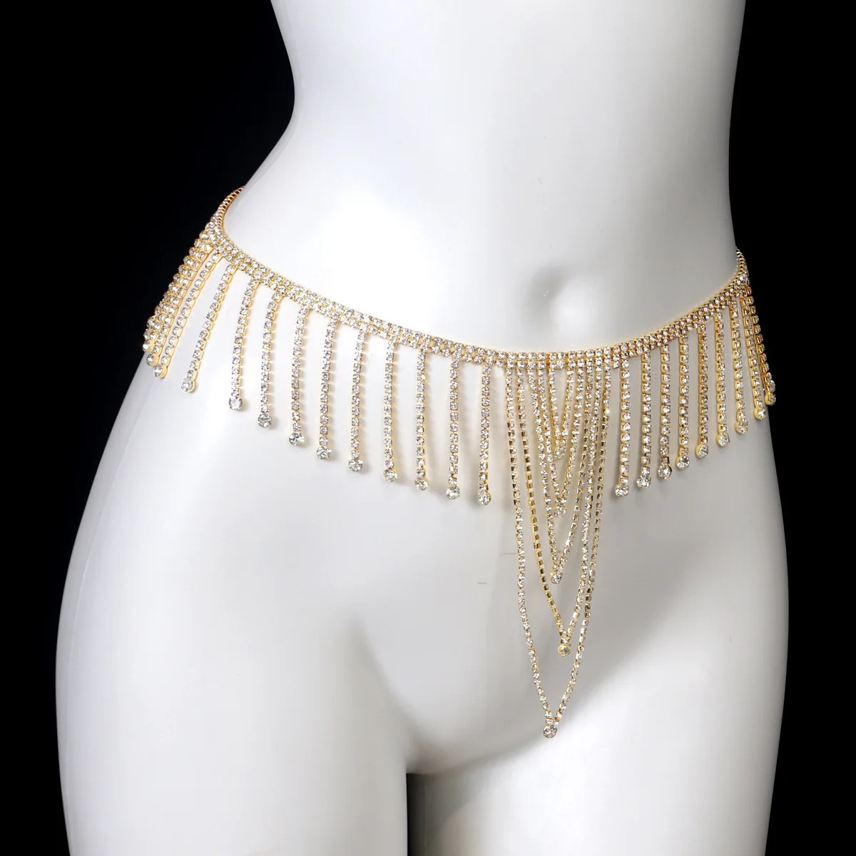 Light Tassel Pendant Bikini Rhinestone Chest And Waist Chains Two Piece Set Nightclub Womens Jewelry 241220
