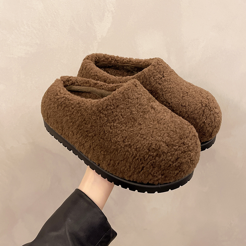 Winter New Designer Baotou Plush Women's Shoes Outdoor Round Head Deep Mouth Leopard Pattern Suede Thick Bottom Shoes Casual Anti Slip And Wear R