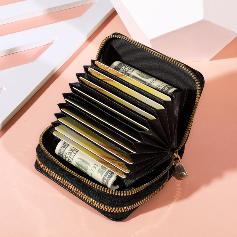 Women Short Style Lycheepattern Fashion Large Capacity Multi Caroslot Coin Purse With Zipper