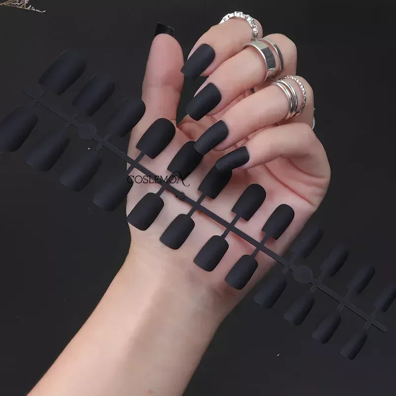 24pcs Press on Nails Solid Color Long Square Head Frosted Fake Nails Multi-color Full Cover Nail Tips Nail Art Manicure Tools 241223