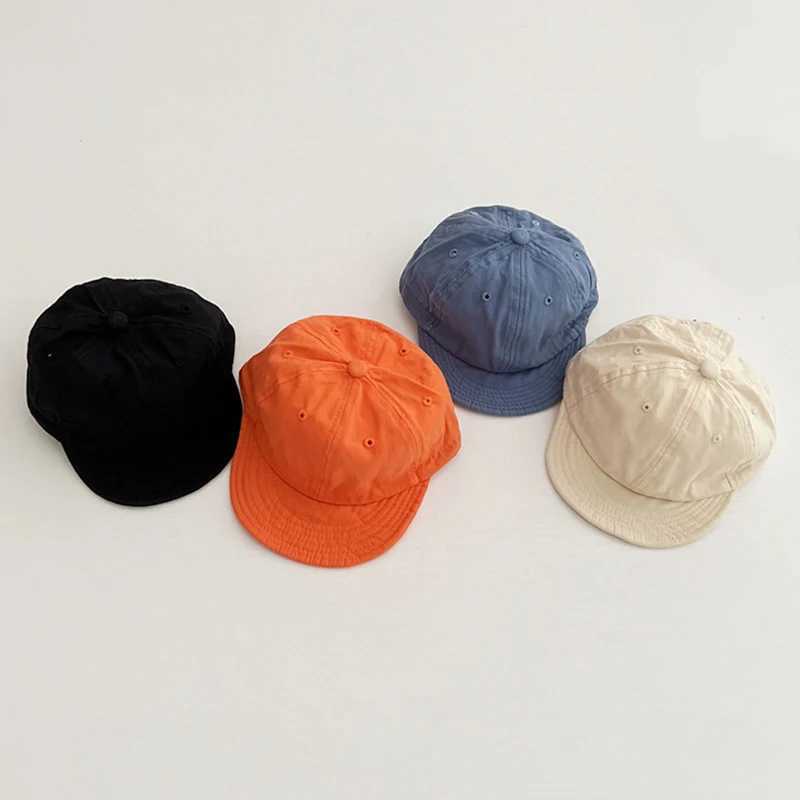 Caps Hats Summer childrens baseball cap solid color childrens boys and girls footcaps Korean soft Brim sun hat H241223
