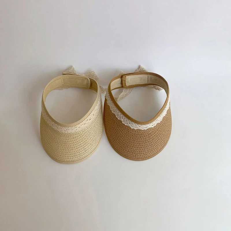 Caps Hats Lace Bow Baby Straw Hat Summer Sunscreen Sunshade Hat Suitable for Preschool Girls South Korea Kuan Brim Childrens Beach Sunshade Hat H24122