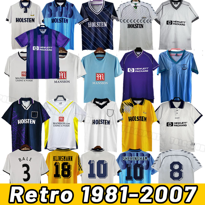 Tottenham kit Retro soccer jerseys Klinsmann GASCOIGNE ANDERTON SHERINGHAM Ginola BALE Ferdinand MODRID 06 07 08 09 81 82 83 84 91 93 94 95 98 99 1978 1986 100th 2009 2010