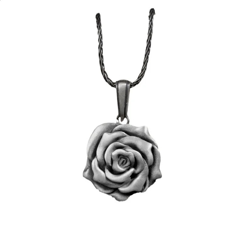 Vintage Rose PendantinsStyle Necklace Simple for Girlfriend High Fashion Flower Ornament Sweater Chain Accessories 241220