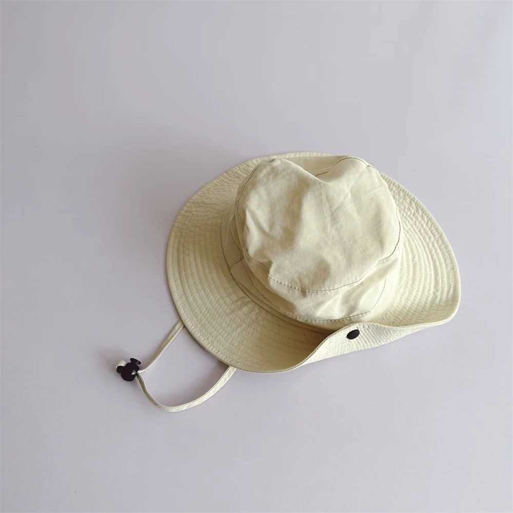 Caps Hats New Childrens Bucket Hat Summer Solid Color Sunhat Childrens Fishing Hat Sunhade Visor Boys and Girls Outdoor Fashion Beach Hat 2-6Y H241223