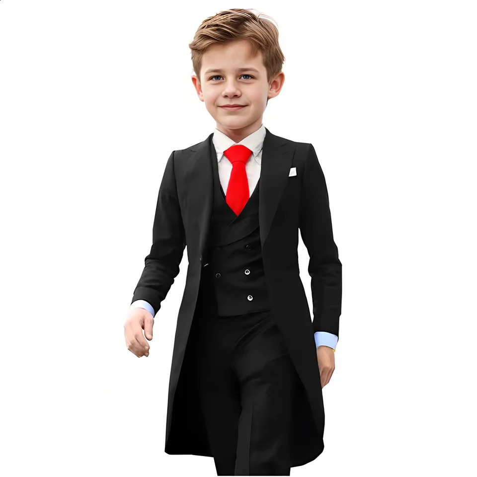 Boy Blazer Tuxedo Suits For Boys 3 Piece Party Costume Wedding Dress Piano Performance Formal Set For child Jacket For Kids 241223