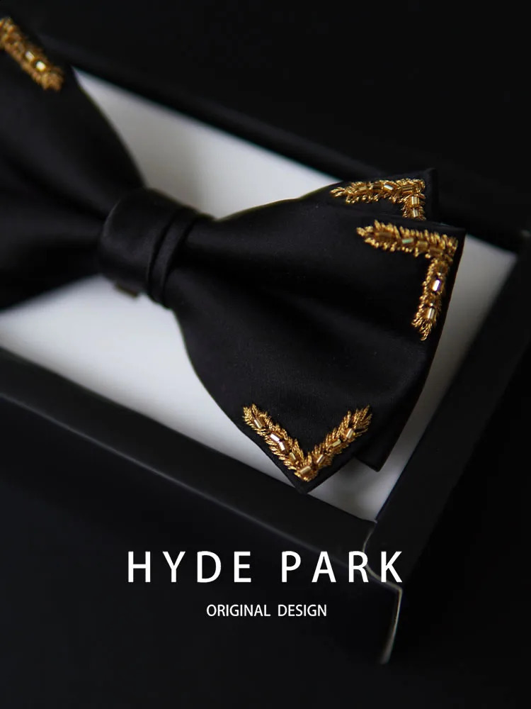 Grooms wedding black bow mens high-end suit formal dress collar accessories 241220