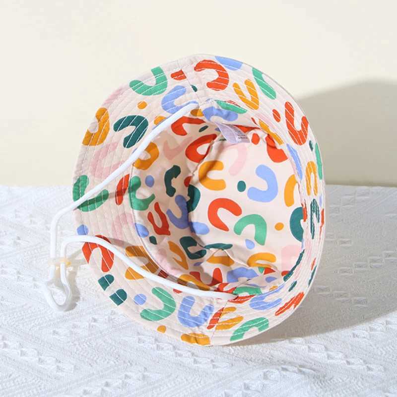 Caps Hats Double sided baby bucket hat with cute embroidered letters for children boys and girls fishermans Panama hat summer outdoor childrens sun ha