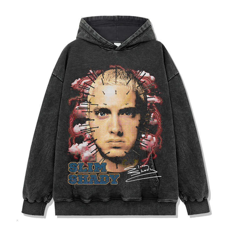 Men's Wear Loose Fitting Suit Printed Short T-Shirt Washed And Worn Long Sleeved Loose Hooded Sweatshirt For Men