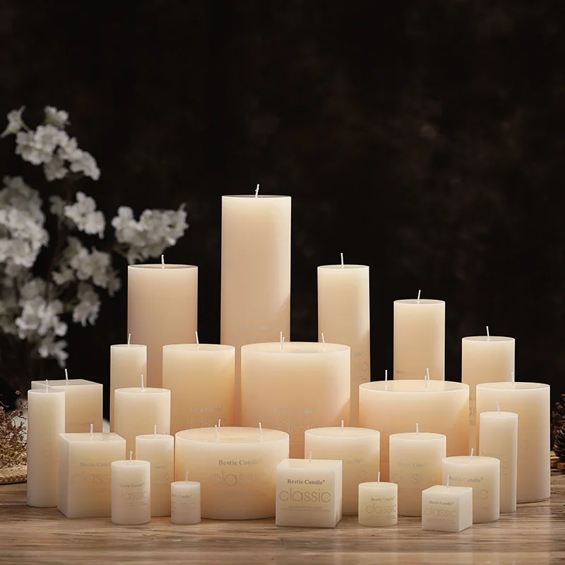 Modern Cylindrical Smokeless and Odorless Ivory White Large Candle Paraffine Candle Home Decorative Candles Birthday Gift