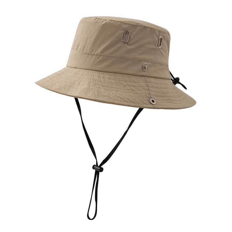 Caps Hats Childrens bucket hat summer solid color fisherman Sunhat childrens sunshine fishing boys and girls outdoor Panama beach H241223