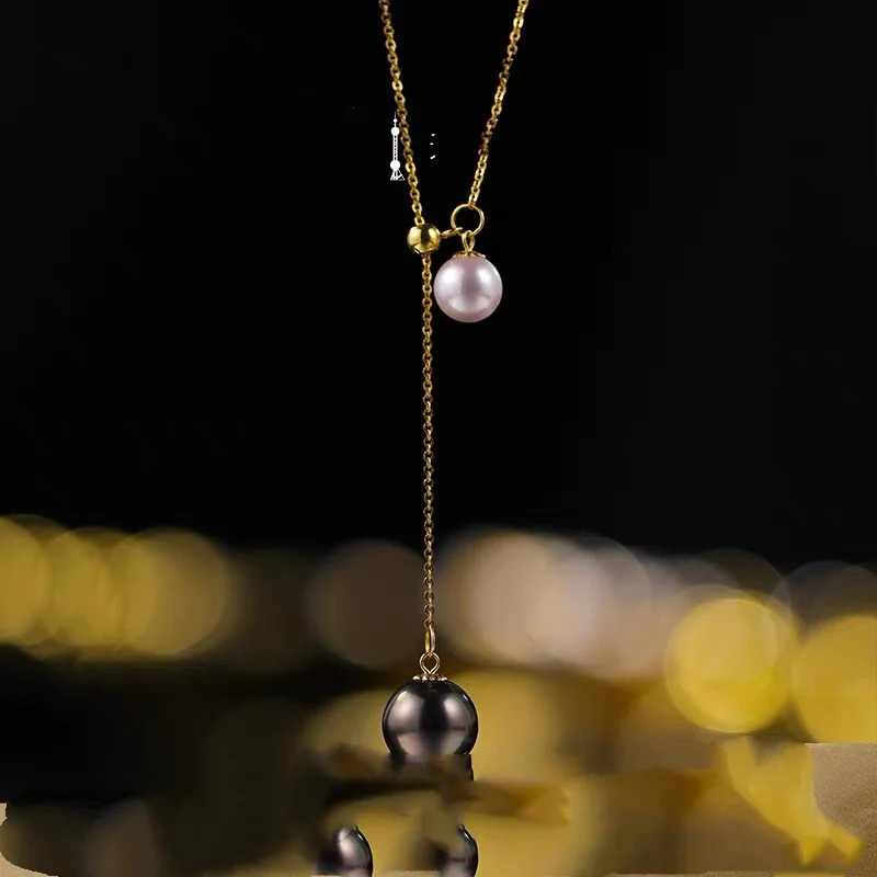 Fine Jewelry Pure 18K Gold Necklace Pendant AU750 Natural Freshwater Pearl Tahiti pearl Elegant Womens Gift Pure Banquet X730 241220