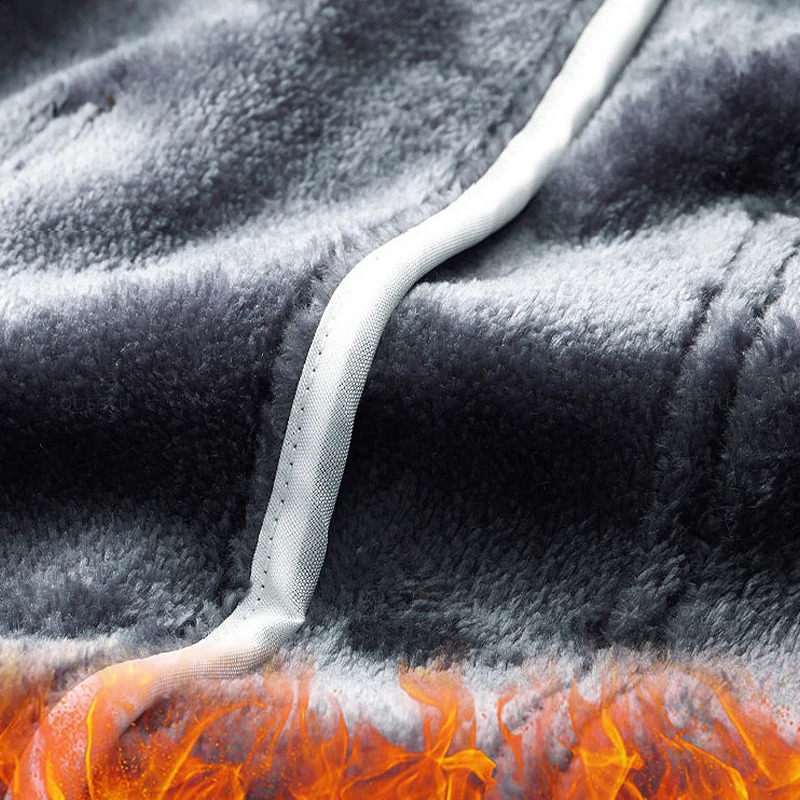 Winter Warm Mens Fleece Pants Thick Business Stretch Slim Fit Elastic Waist Jogger Korean Classic Black Gray Blue Trousers Male 241223