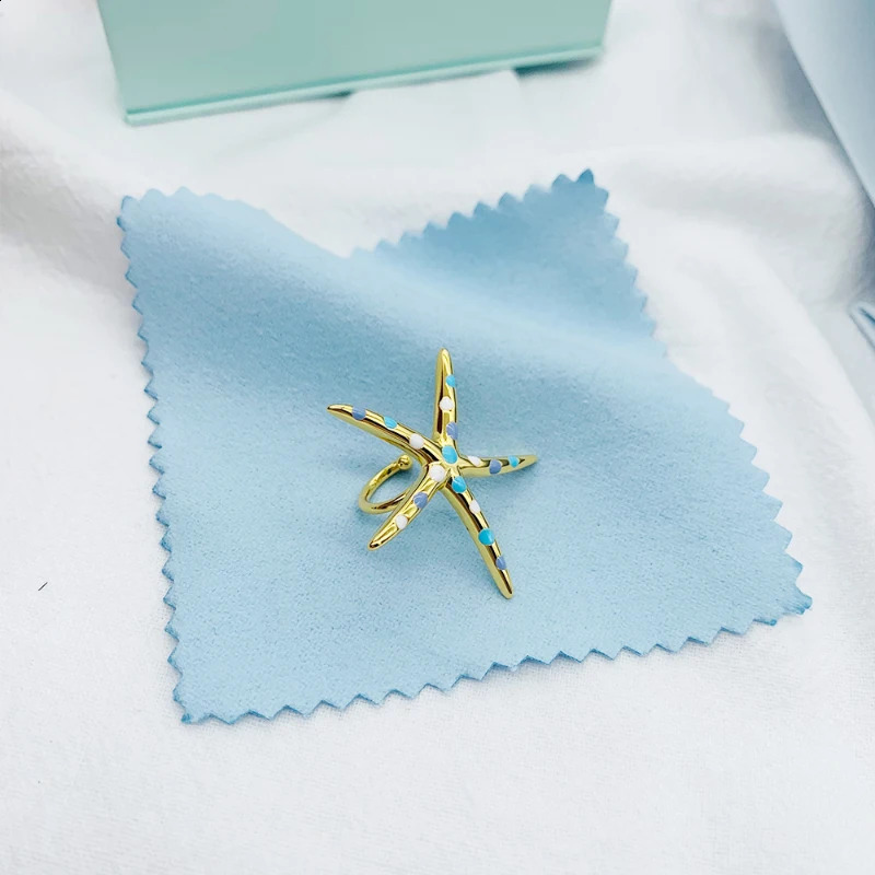 925 sterling silver golden color starfish clip on earrings for women original light jewelry piercing ear cuff 241220