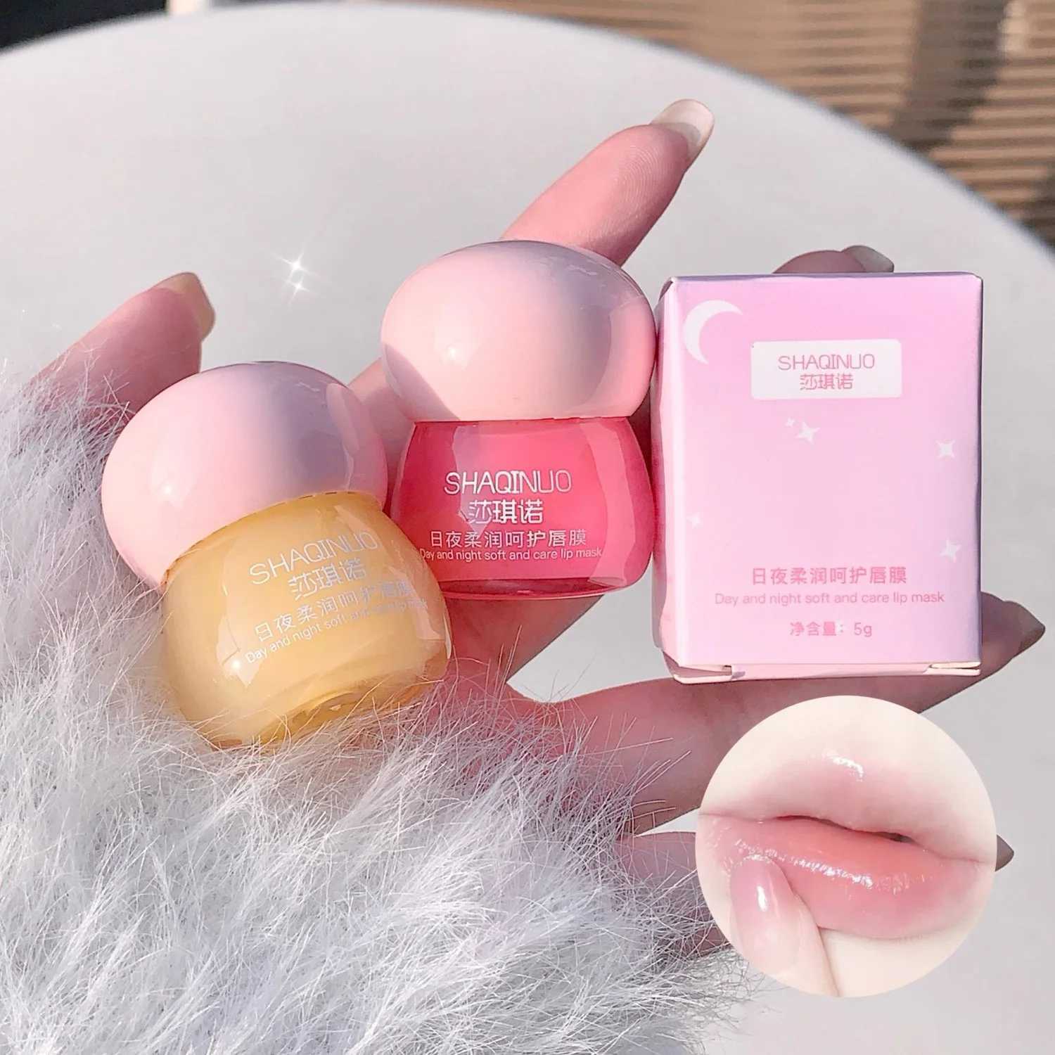 Hydrating Jelly Day Night Lips Mask Fruit Lip Balm Long Lasting Moisturizer Clear Peach Lip Gloss Lip Oil Makeup Cosmetic 1/2pcsXJ241223