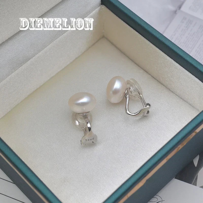 Fashion No Piercing Natural Freshwater Pearl Ear Clip on Earrings 925 Sterling Silver No Hole Earring for Women Wedding Jewelry 241220