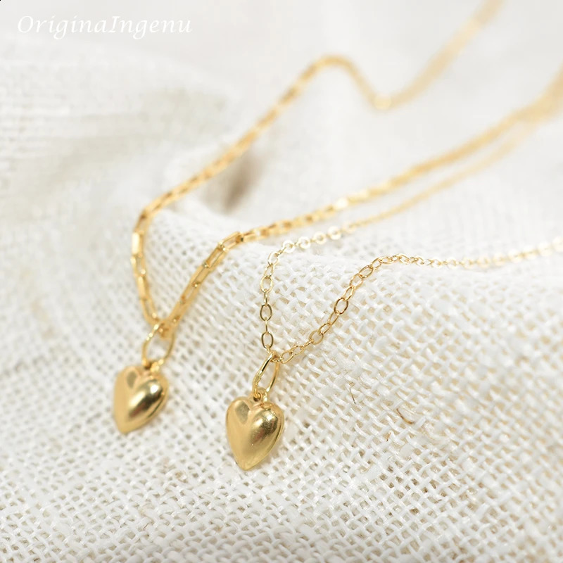 14K Gold Filled Heart Shape Necklace Minimalism Gold Necklace Gold Choker Boho Women Jewelry Pendants Collier Femme Kolye 241220