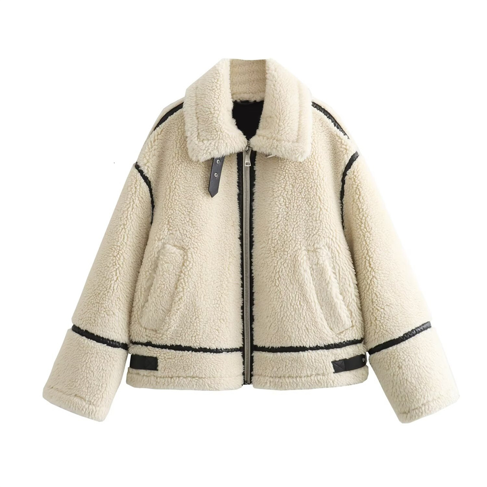 Rarutumn New Women's European And American Style Artificial Effect Motorcycle Jacket Coat With Fur Integration