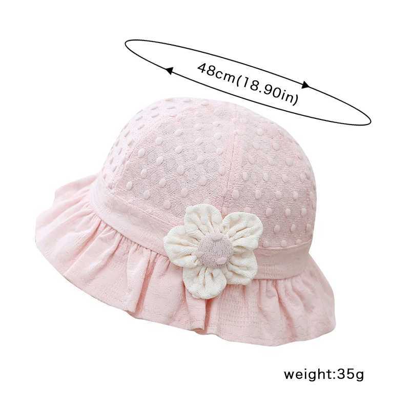 Caps Hats Lace Ruffle Baby Bucket Flower Princess Sunset Fishermans Hat Summer Thin Cotton Newborn UV Protective Sun Hat 3-18M H241223