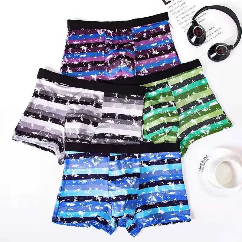 Mens underwear 4-piece/bulk mens underwear mens bag shorts boxing underwear fashionable and sexy mens boxing ultra-thin large size L-4XL W241223