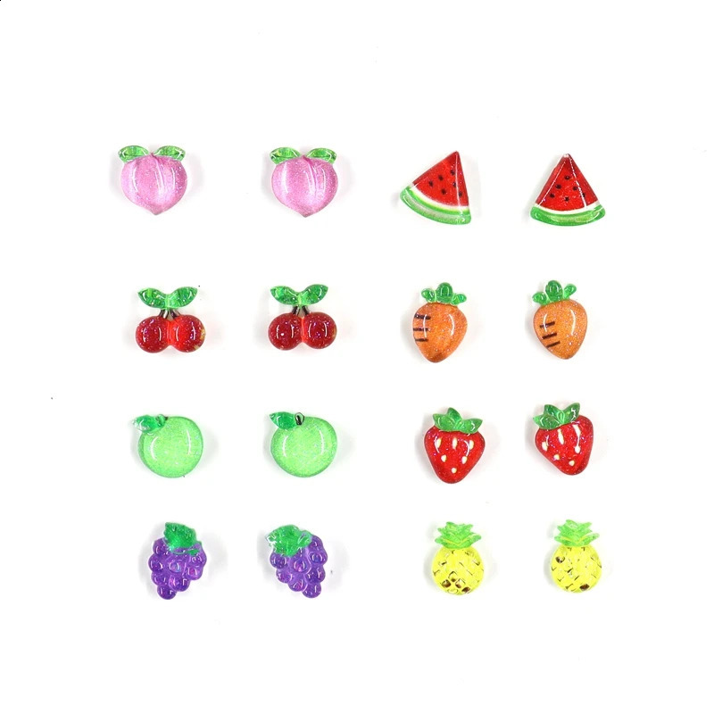 50Pcs Summer Kawaii 9mm Resin Mini Cherry Fruit Cabochon Ornament Jewelry Charms Nail Art Decoration Flatback Manicure Parts 241223