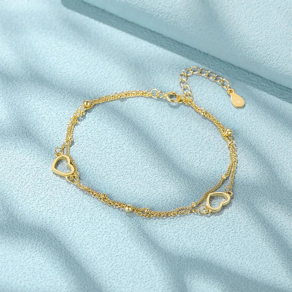ROXI 925 Sterling Silver Adjustment Bracelets For Women Double Layered Love Heart-shaped Hand Chain Couple Bracelet Pulseras 241220