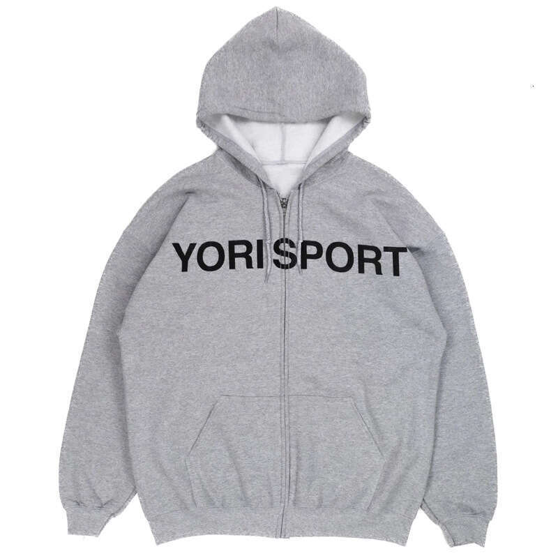 autumn and winter hooded cardigan Y2K trendy letter gray sports hoodie