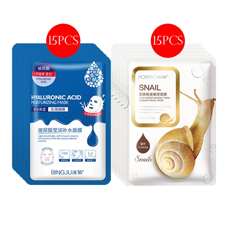 30pcs BIOAQUA skincare Face Masks Women Face skin care Sheet Mask Moisturizing Anti- Hydrating Snail Korean Facial Mask 241223
