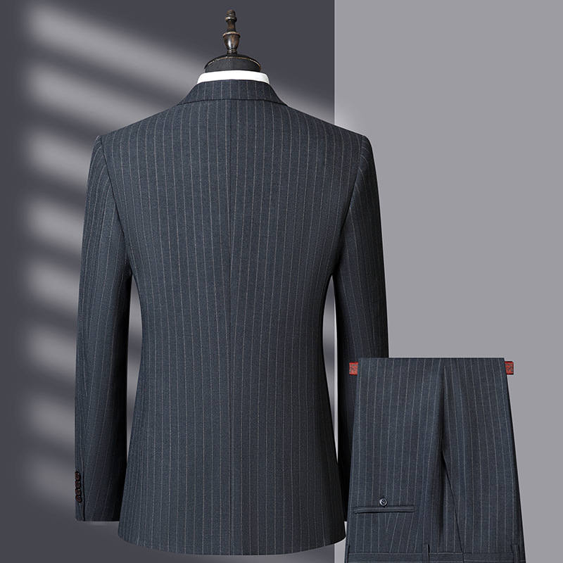 H492 Striped suit men's three-piece suit high-end autumn casual formal wear