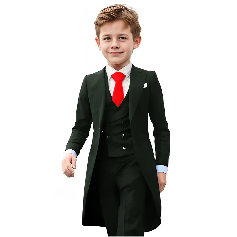 Boy Blazer Tuxedo Suits For Boys 3 Piece Party Costume Wedding Dress Piano Performance Formal Set For child Jacket For Kids 241223