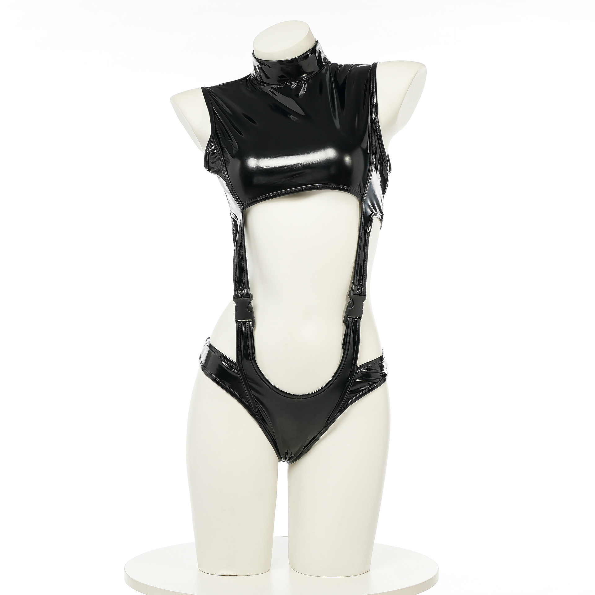 Women's Jumpsuits Hollow out patent leather one-piece role-playing tight underwear