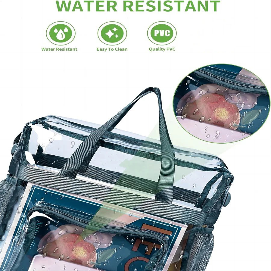 Large Capacity Transparent Tote Travel Bag Transparent Lunch Bag for Men and Women Suitable for Work Travel Holiday Sports 241223