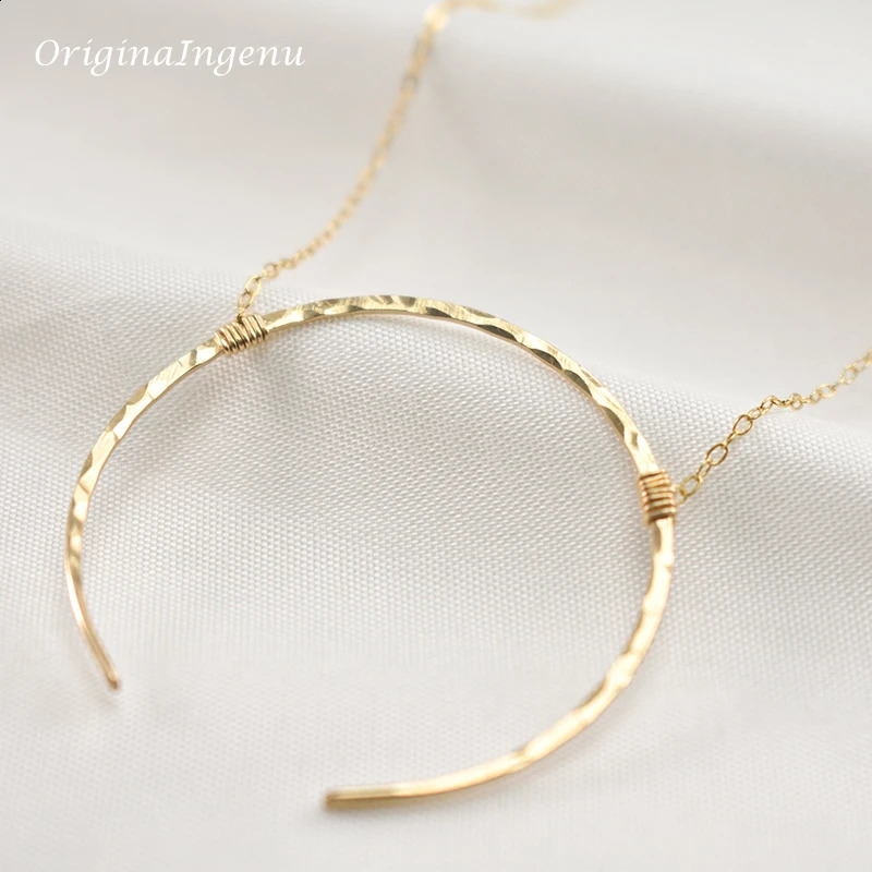 Hammered Gold Moon Necklaces Handmade Jewelry Gold Filled/925 Silver Pendant Vintage Choker Kolye Jewelry Women Boho Necklace 241220