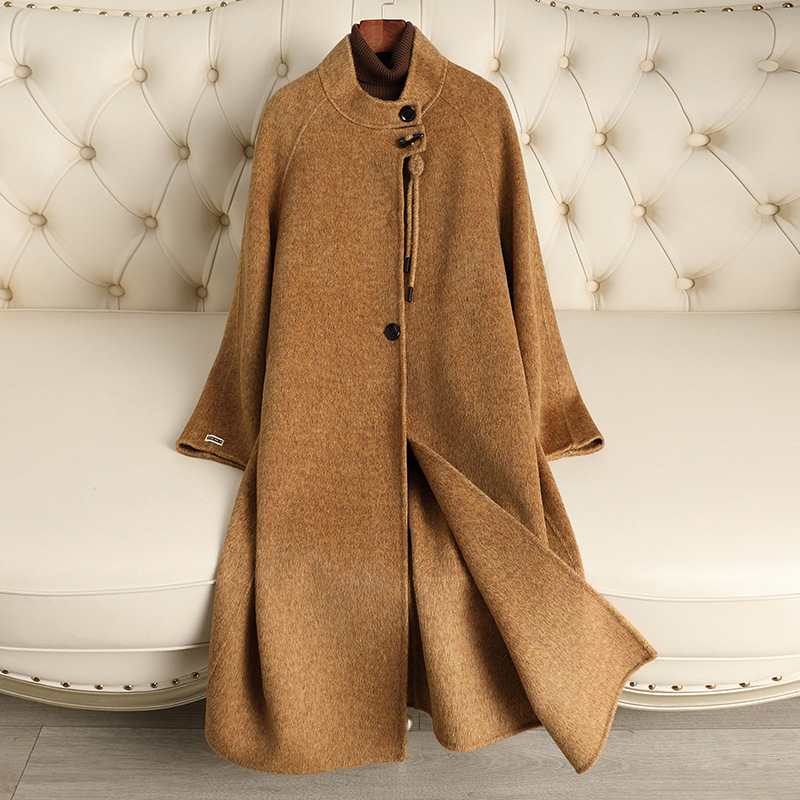 CC2166 New autumn and winter solid color stand collar double-sided cashmere coat fashionable and versatile high-end