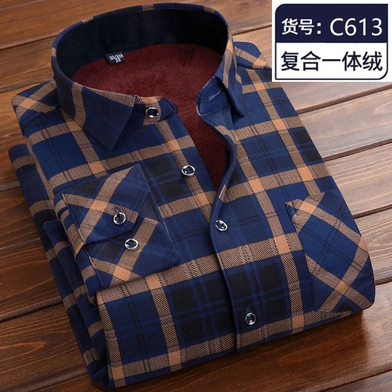 Winter Fashion Plus Fleece Thickened Warm Long-Sleeved Shirt Mens Casual Loose Sports Large Size High-Grade Plaid Shirt 241223