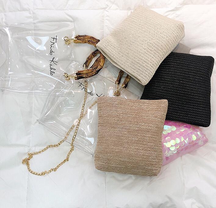 Summer Transparent Small Square Bamboo Festival Handlebar Seaside Wind Beach Single Shoulder Messenger Women's Bag